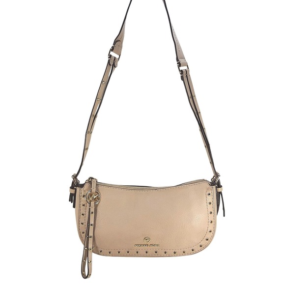 Michael Kors Camden Small Studded Dusty Pink Leather Pouchette Shoulder Bag - Picture 2 of 12